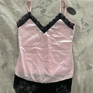 Audrey Soft Pink Chemise with Black Lace